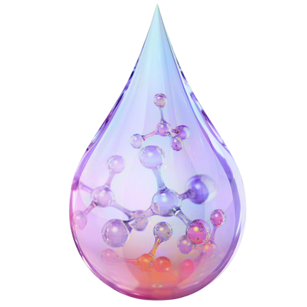 Molecular structures inside a colorful droplet.